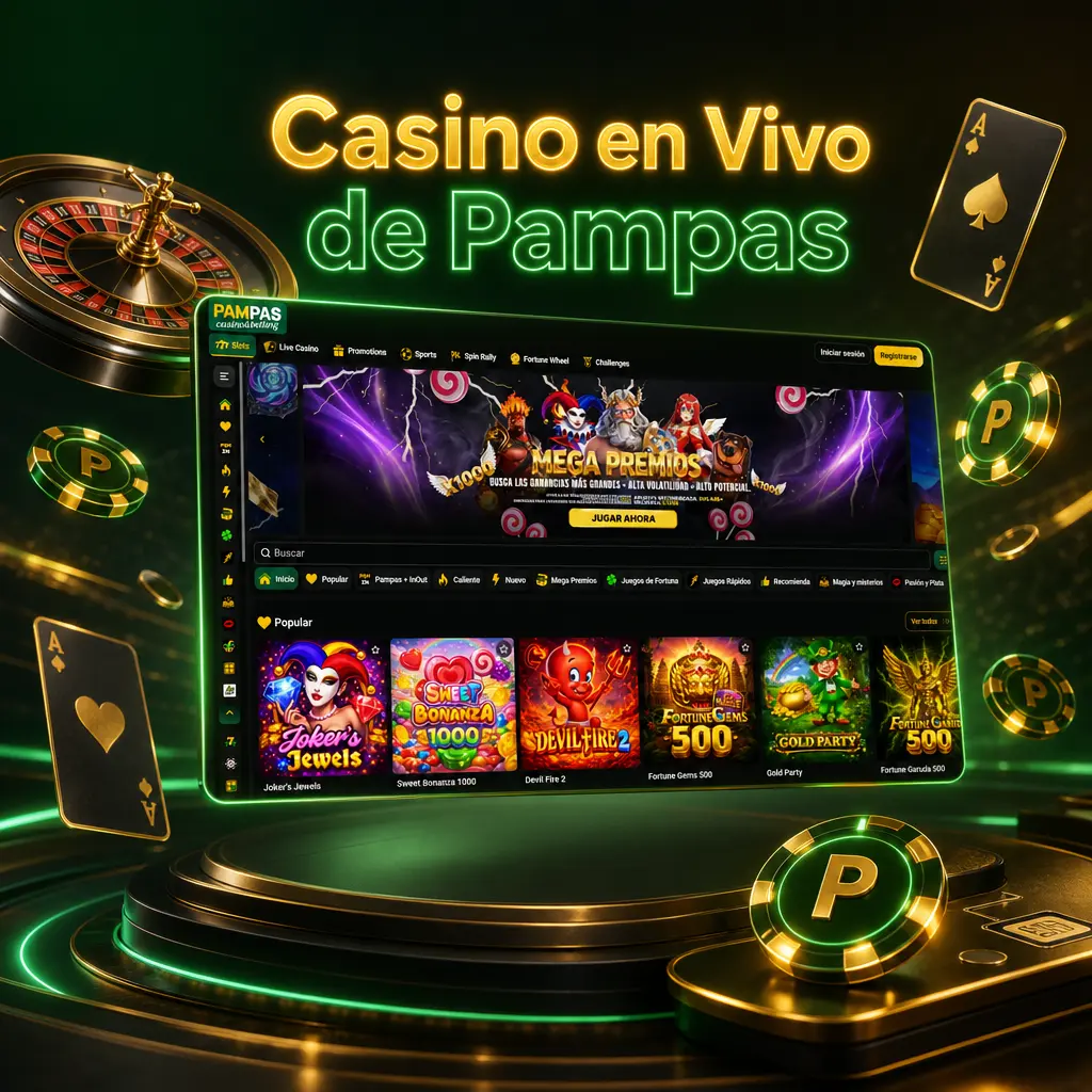 Casino en vivo de Pampas con crupieres reales en HD: ruleta, blackjack, bacará, póker y game shows como Crazy Time.