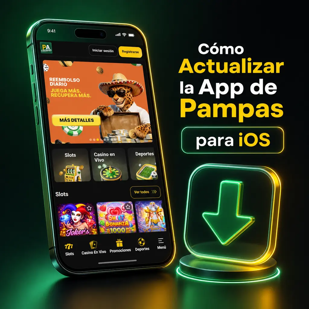 Pasos para actualizar la app de Pampas en iOS: verificar versión, descargar instalador y reiniciar la app en iPhone o iPad.