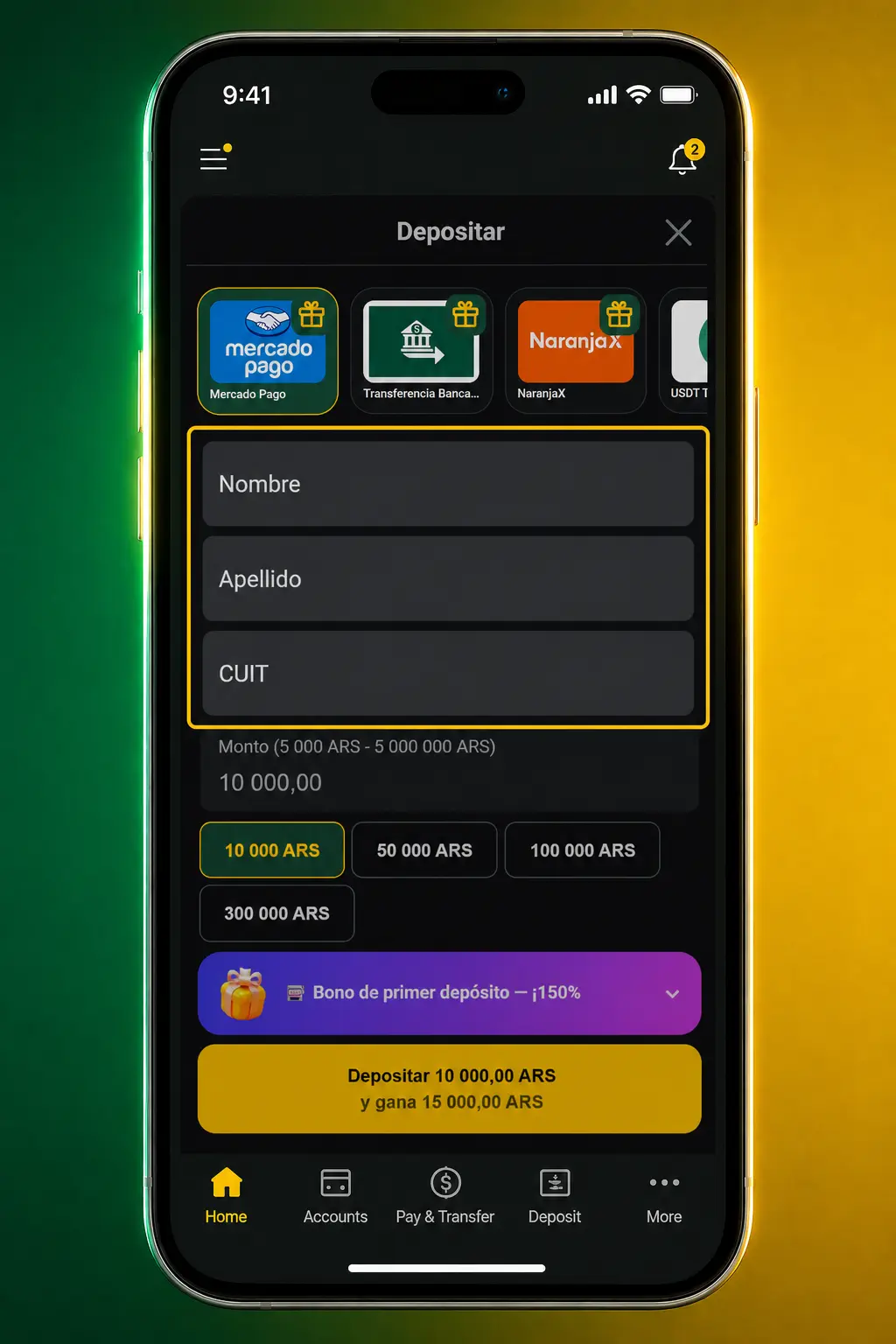 Pasos para depositar en Pampas desde Argentina: Mercado Pago, transferencia, NaranjaX o USDT, mínimo ARS 3.000.