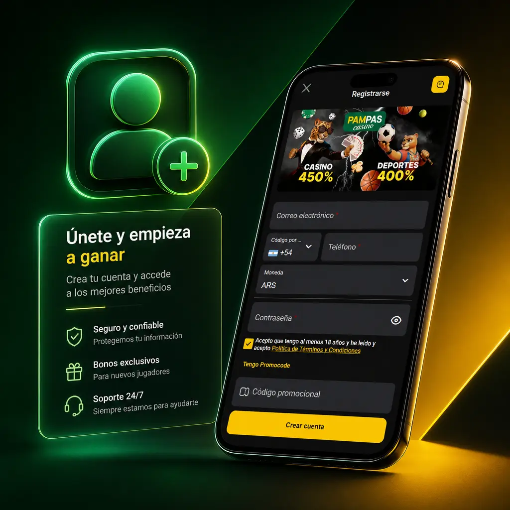 Guía paso a paso para registrarte en Pampas Argentina y acceder a deportes, casino en vivo y bonos de bienvenida.