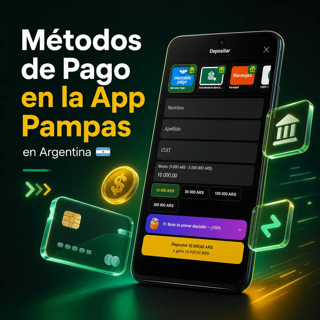 Métodos de pago disponibles en la app Pampas Argentina: Mercado Pago, Transferencia Bancaria, NaranjaX y USDT TRC-20