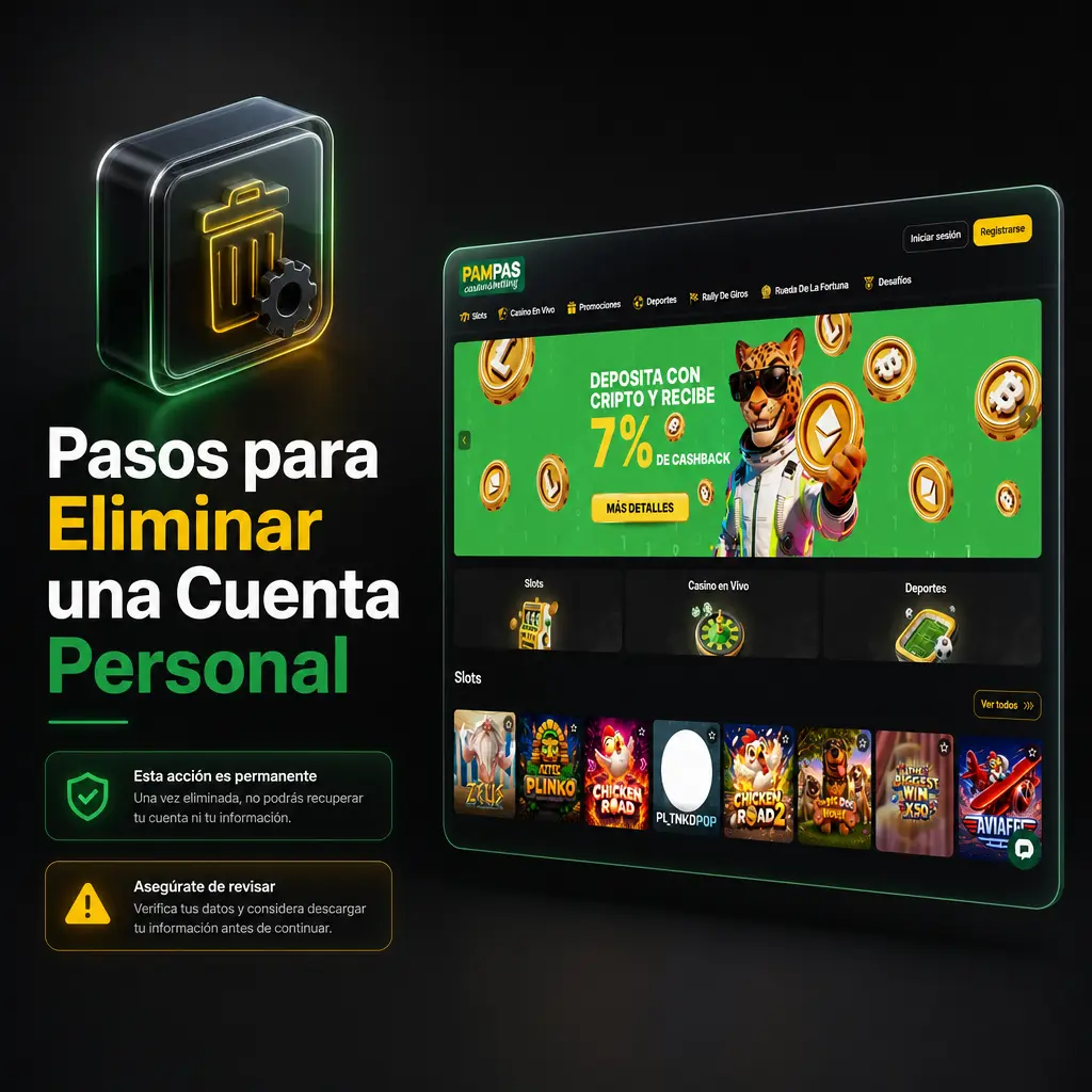 Pasos para eliminar una cuenta personal en Pampas desde el panel de configuración de usuario