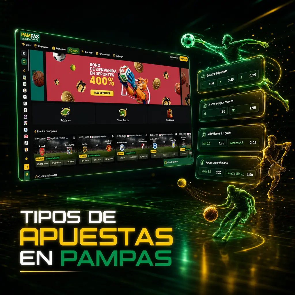 Tipos de apuestas en Pampas: simple, combinada, sistema, hándicap asiático y over/under según tu estrategia y riesgo.